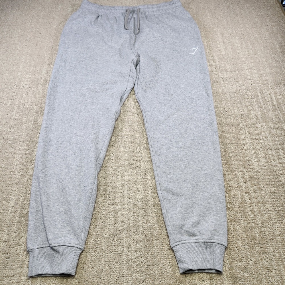 Gymshark Crest Joggers Men Large Gray Fleece Training Pants Workout Tapered